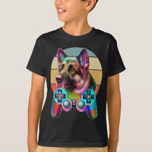 T-shirt Console vintage pour chien et joueur