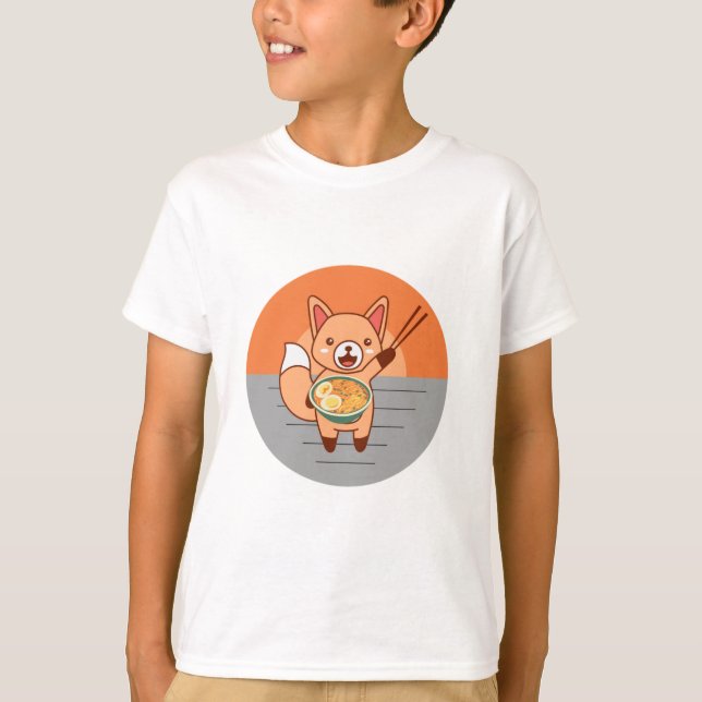 T-shirt Consommation de chats nouilles Ramen (Devant)