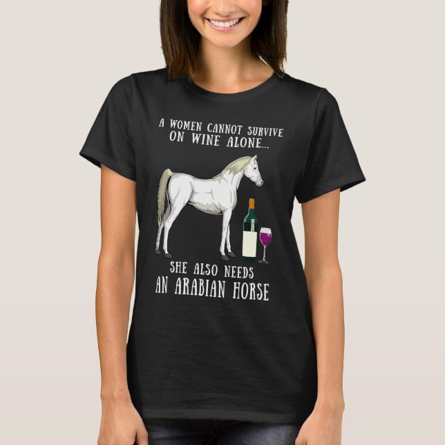 T-shirt Consommation de vin et montée sur un cheval arabe  (Devant)