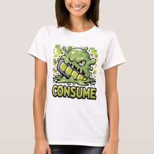 T-shirt Consommer Monster Manger Téléphone Drôle Social Co