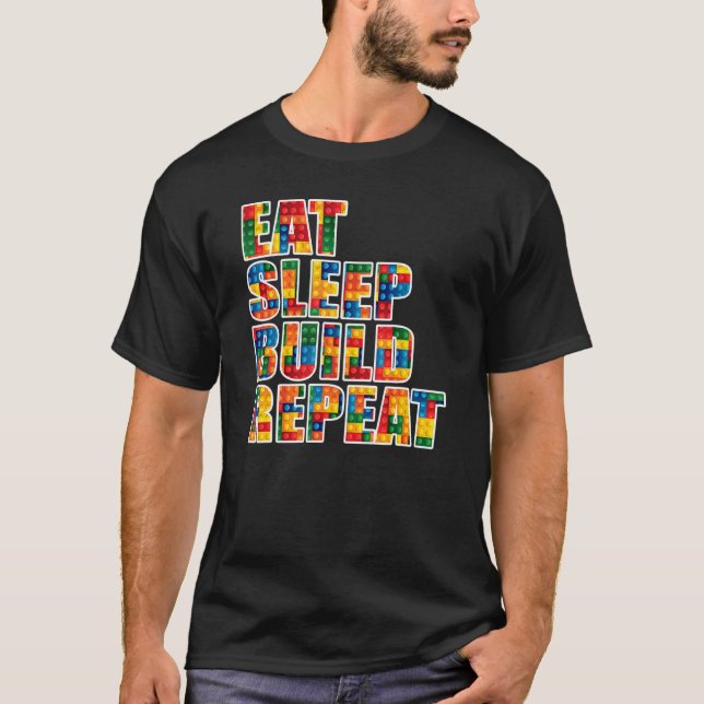T-shirt Constructeur de briques Mangez le sommeil Générer  (Devant)