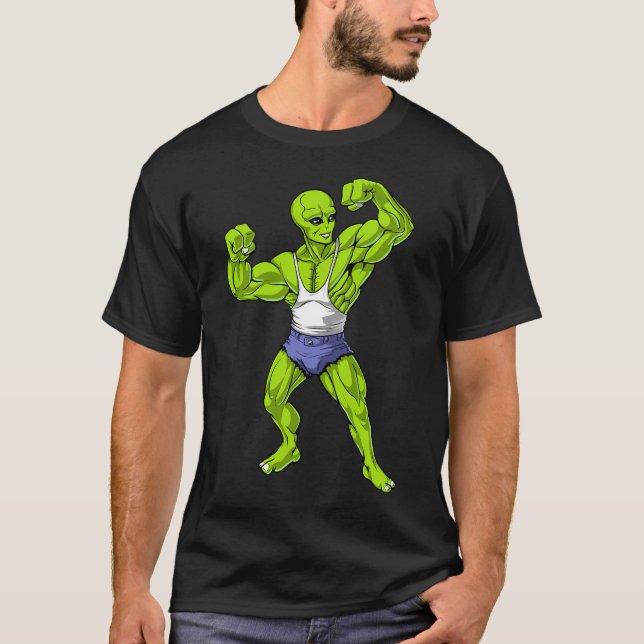 T-shirt Constructeur de corps de fitness extraterrestre (Devant)