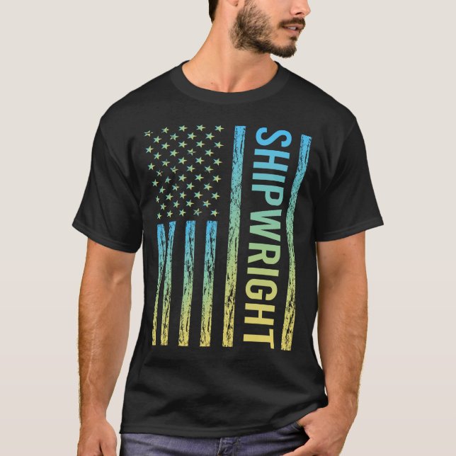T-shirt Constructeur de navires bleu jaune (Devant)