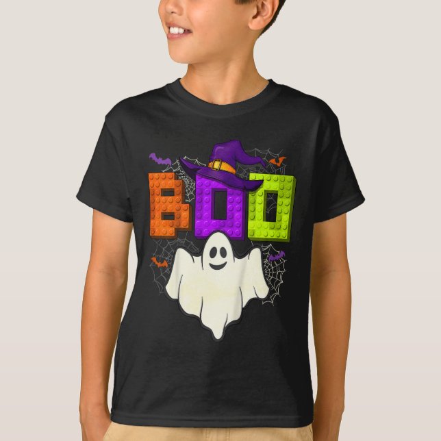 T-shirt Construction de briques Boo Halloween Ghost Witch  (Devant)