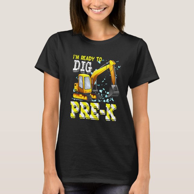 T-shirt Construction de l'excavatrice pré-K Retour à l'équ (Devant)