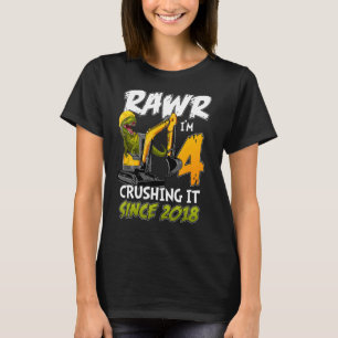 T-shirt Construction Dinosaur Rawr I'm 4 Years old 4th Bir