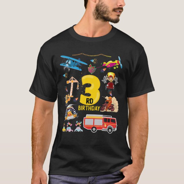 T-shirt Construction d'une voiture de course d'avion 3 an  (Devant)