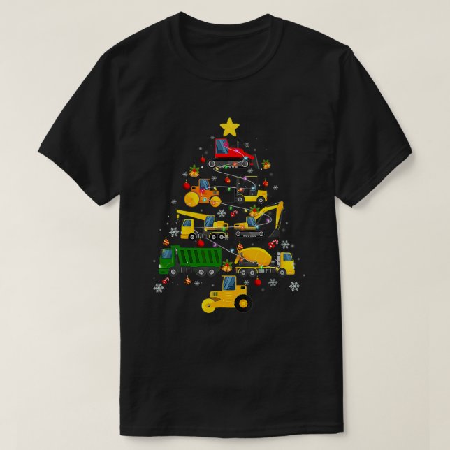 T-shirt Construction Excavateur Arbre de Noël Garçons Fill (Design devant)