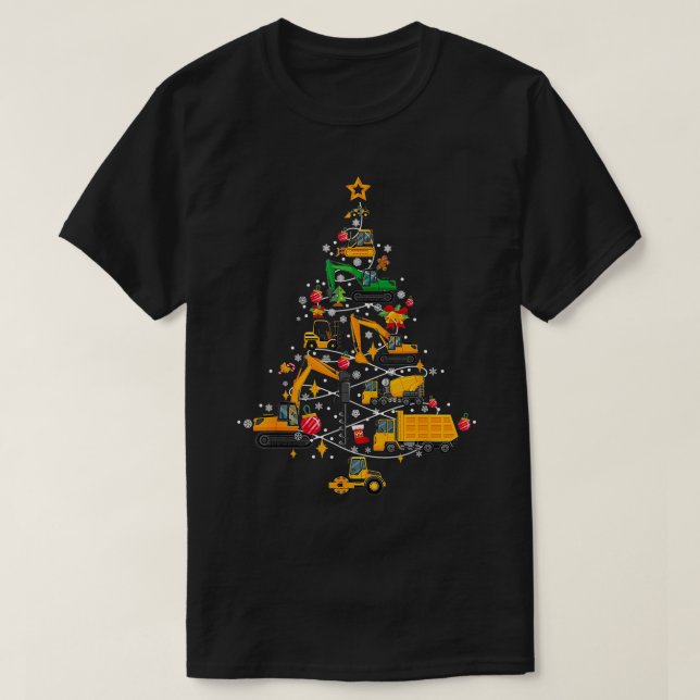 T-shirt Construction Excavateur Arbre de Noël Joueurs Nov (Design devant)