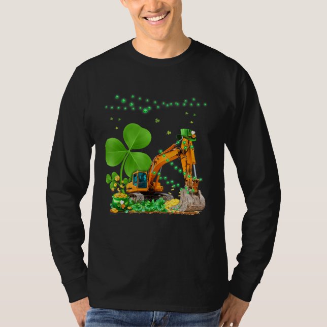 T-shirt Construction Excavator St Patricks Day Boys Girls  (Devant)