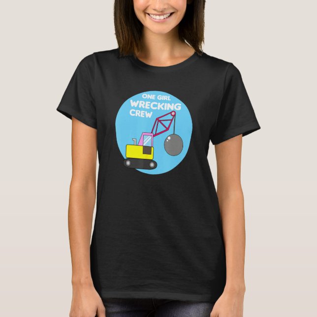 T-shirt Construction Girl Excavator Truck Building Site (Devant)