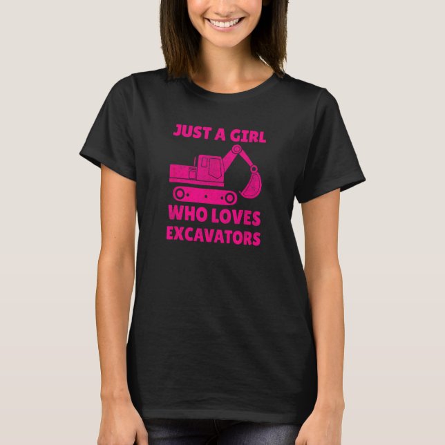 T-shirt Construction Girl Excavator Truck Building Site He (Devant)
