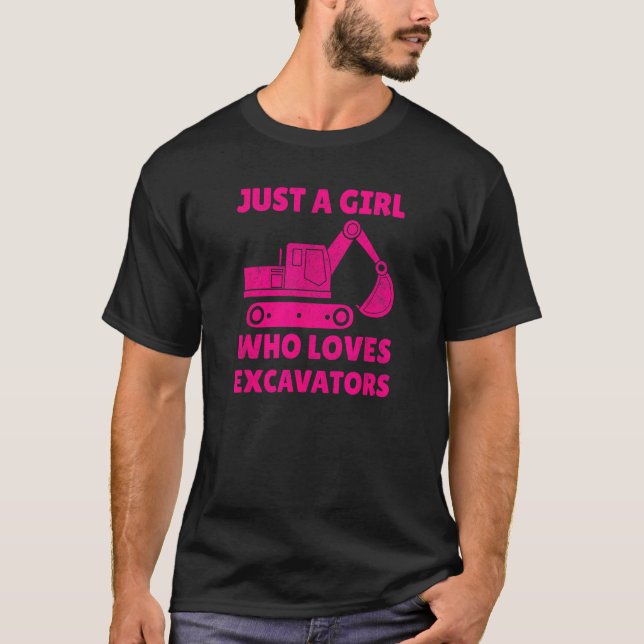 T-shirt Construction Girl Excavator Truck Building Site He (Devant)