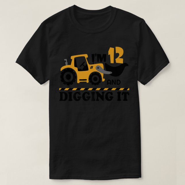 T-shirt Construction It's My 12th Birthday 12 Years  (Design devant)