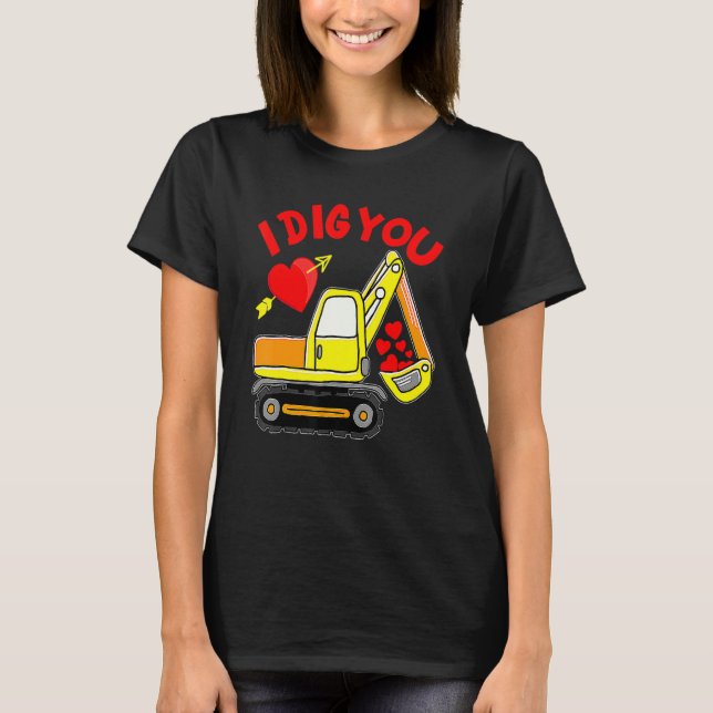 T-shirt Construction Truck I Dig You Valentines Day Toddle (Devant)