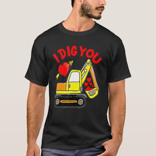 T-shirt Construction Truck I Dig You Valentines Day Toddle (Devant)