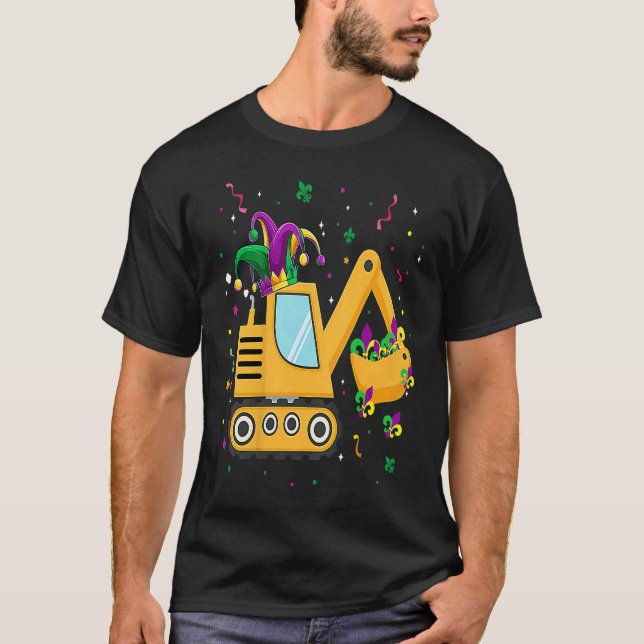 T-shirt Construction Truck Mardi Gras  For Kids Toddler Bo (Devant)