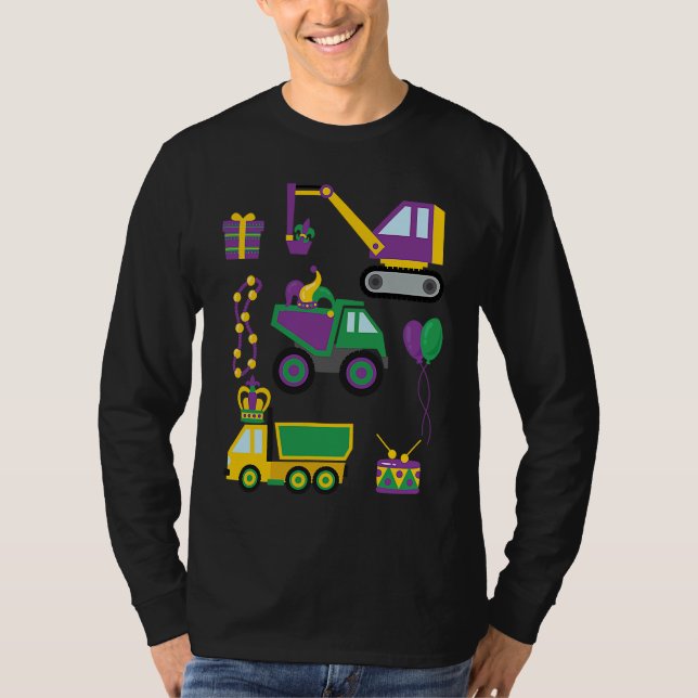 T-shirt Construction Vehicle Mardi Gras Toddlers Boys (Devant)