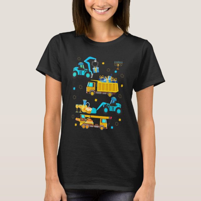 T-shirt Construction Vehicle Menorah Hanukkah Chanukah Tod (Devant)