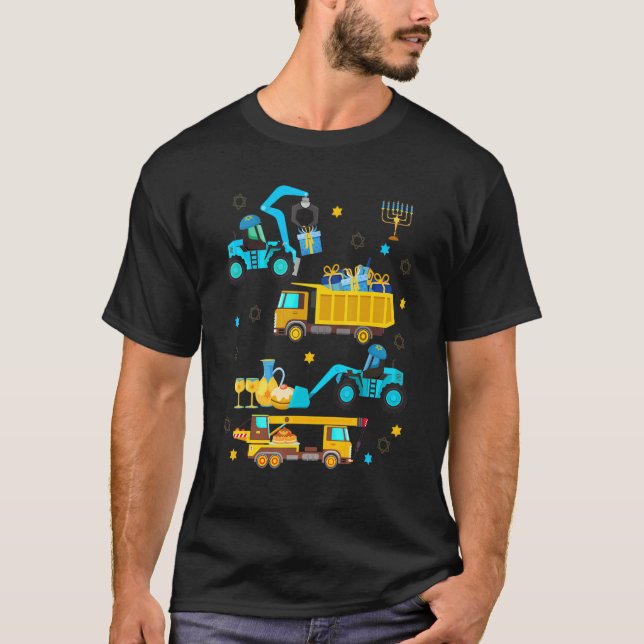 T-shirt Construction Vehicle Menorah Hanukkah Chanukah Tod (Devant)