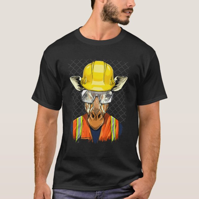 T-shirt Construction Worker Giraffe Laborer African Animal (Devant)