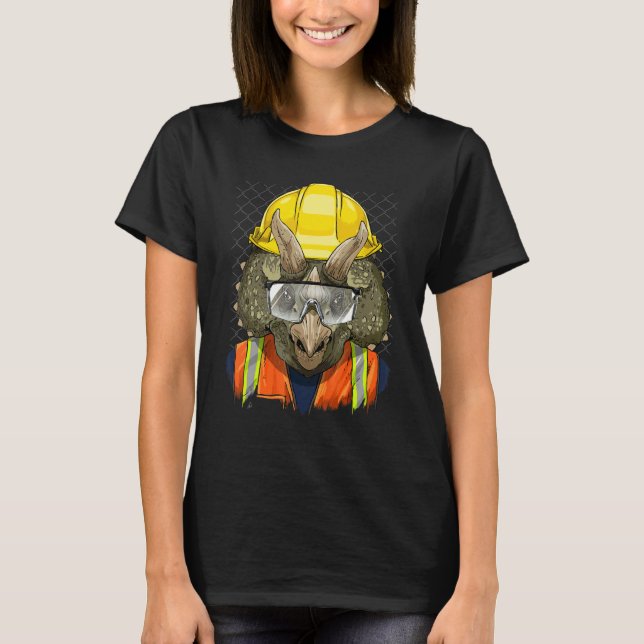 T-shirt Construction Worker Triceratops Dino Laborer Dinos (Devant)