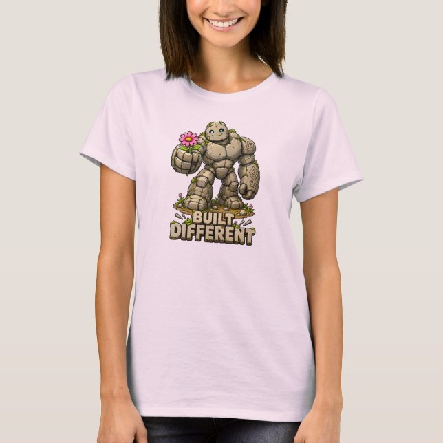 T-shirt Construit Différemment Golem de Pierre Mignon Humo (Devant)