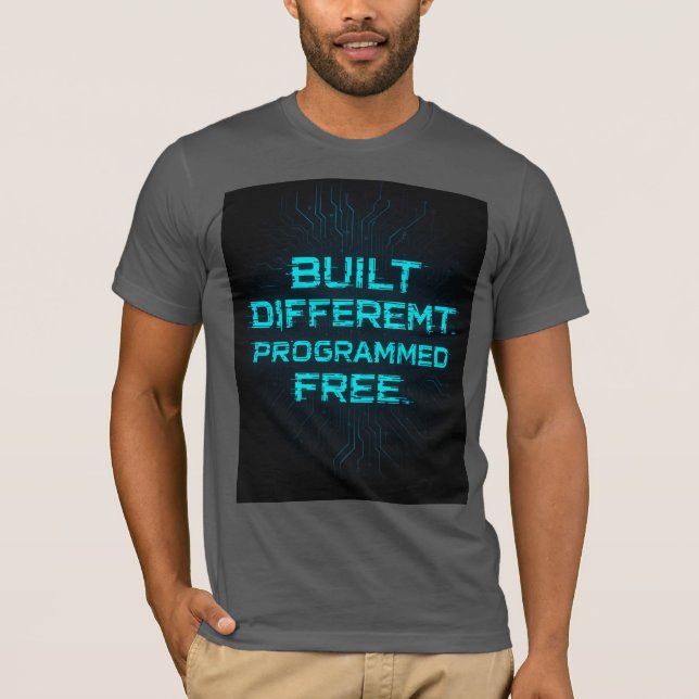 T-shirt Construit Différent. Programmé Gratuitement. Cyber (Devant)