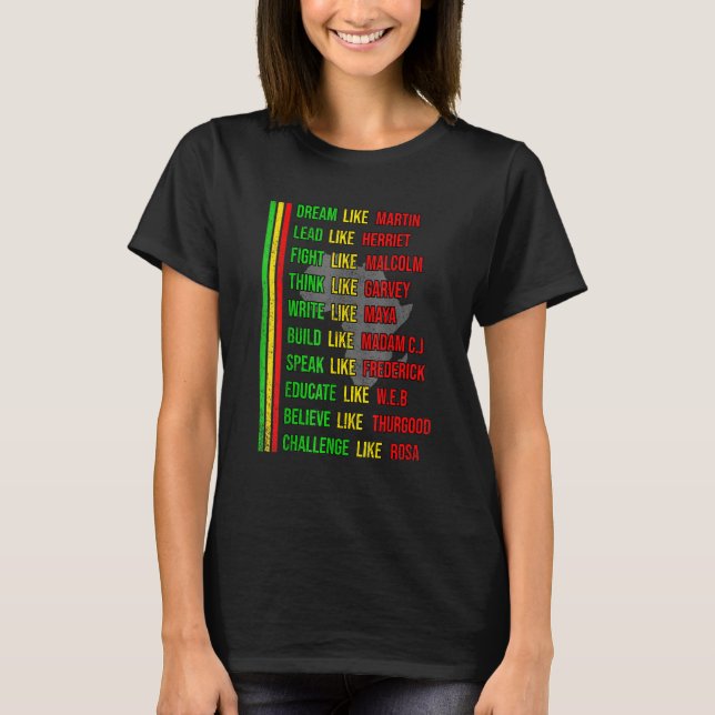 T-shirt Construit Par Enseigner Le Mois De L'Histoire Noir (Devant)