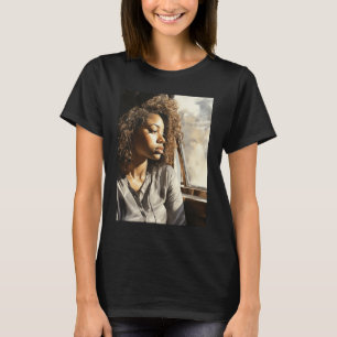 T-shirt Contemplation illuminée - Une Femme Noire Éteint