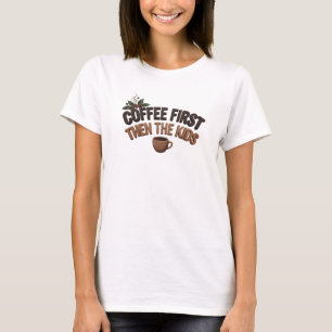 T-shirt Contemporain CAFE D'ABORD PUIS LES ENFANTS Gra