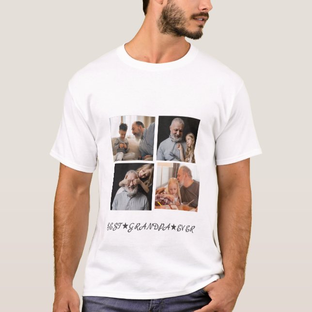 T-shirt Contemporain customisé 4-Photo "Meilleur Grand-Pèr (Devant)