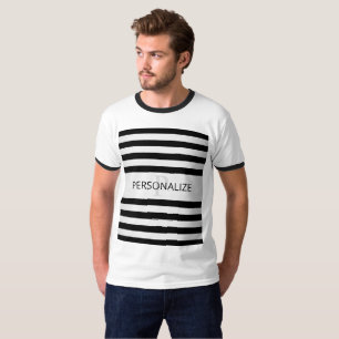 T-shirt Contemporain Faux Argent Ombre Rayures & Noir