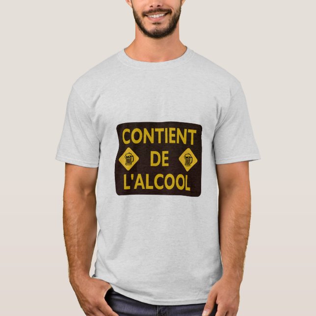 T-shirt contient alcool biere chope binouze mousse humour  (Devant)