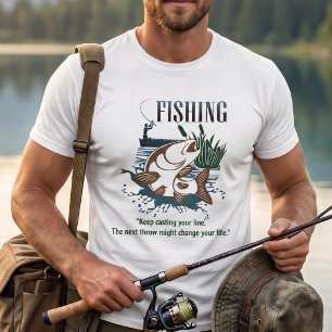 T-shirt "Continuez à jeter votre ligne" Art de pêche vinta