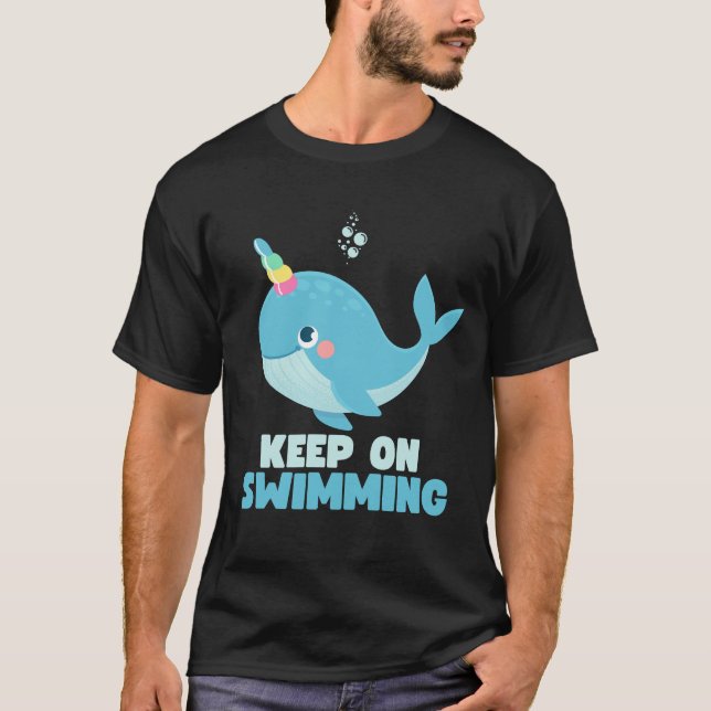 T-shirt Continuez à Nager Baleine Kawaii (Devant)