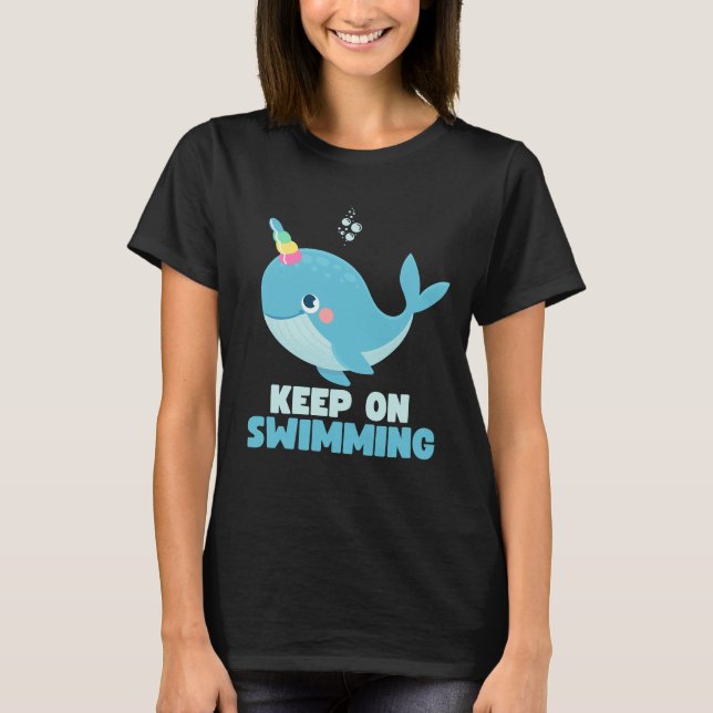T-shirt Continuez à Nager Baleine Kawaii (Devant)