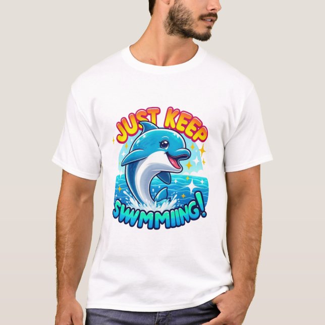 T-shirt Continuez À Nager Dauphin (Devant)