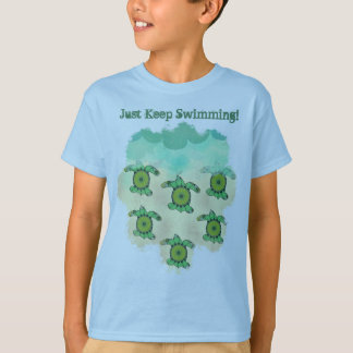 T-shirt Continuez juste à nager, des tortues de bébé