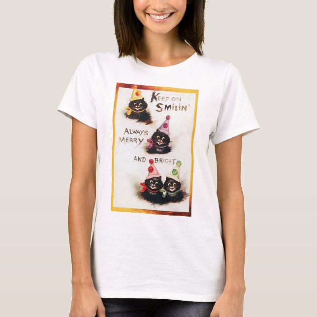 T-shirt Continuez sur Smilin, Chat noir, Louis Wain (Devant)