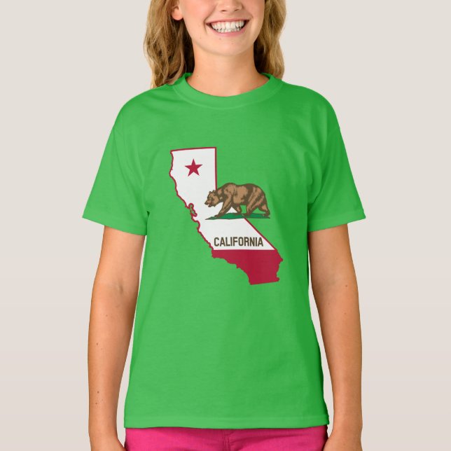T-shirt Contour de Californie et drapeau (Devant)