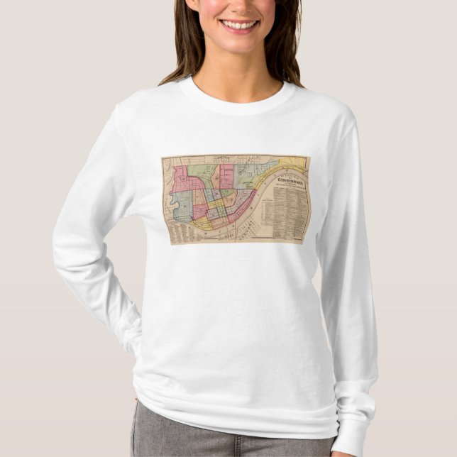 T-shirt Contour de Cincinnati, Ohio (Devant)