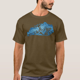 T-shirt Contour de l'État du Kentucky Mountain Biking Blue