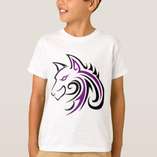 T-shirt Contour pourpre et noir de tête de loup