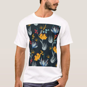 T-shirt Contraste Brush Floral : Noir sans joint