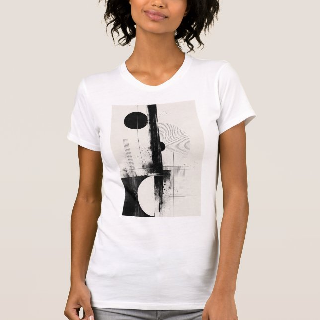 T-shirt Contraste Géométrique Minimaliste (Devant)