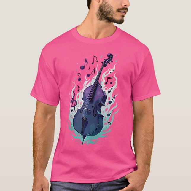 T-shirt Contrebasse avec notes Rockabilly Jazz Orchestra D (Devant)