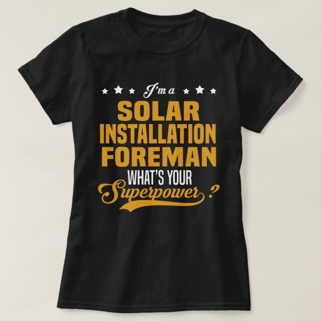 T-shirt contremaître d'installation solaire (Design devant)