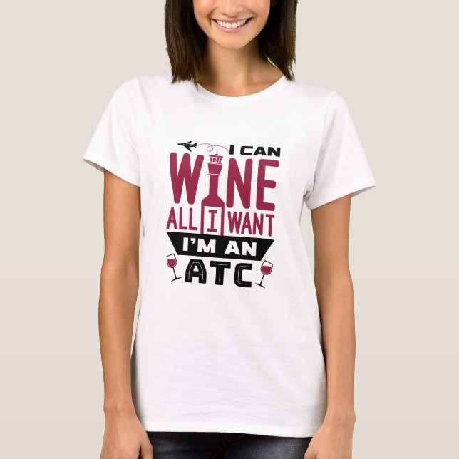 T-shirt Contrôle de la circulation aérienne ATC Funny Wine (Devant)