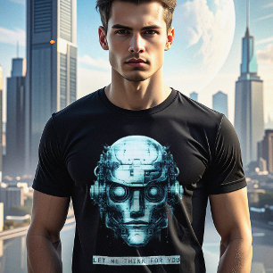 T-shirt Contrôle de l'esprit Cyberpunk Robot Blue Grunge